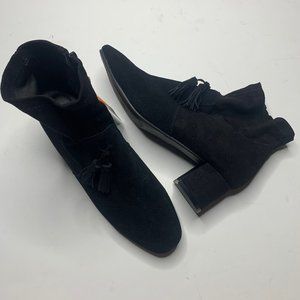 Sporto Samantha Black Suede Waterproof Stretch Tassel Ankle Boots